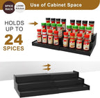Spice Rack Organizer for Cabinet 2Pack, 3 Tier Expandable Bamboo Spice Storage, Great for Kitchen Cabinet, Cupboard,Pantry and More(Black)