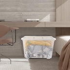 Cand 4 Packs 70 Quart Plastic Storage Box with Wheels, Large Lidded Storage Bins, Clear