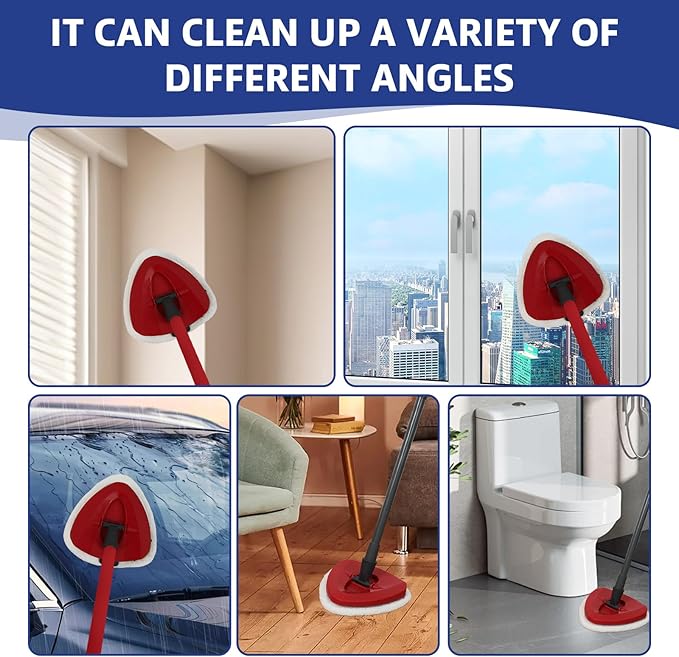 Flat Mop Head Replacements, Microfiber Mopping Pads Refills, 5-Pack Spin Mop Pads + 1 Plastic Pad &1 Scrape for Floor, Wall & Ceiling Cleaning - Fits EasyWring & RinseClean Systems