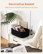 Small Woven Basket, 13.5 x 9.5 x 5 Inches, Storage Basket for Organizing, Cute Small Rope Shelf Closet Cube Storage Bins Baskets for Shelves, Dog Toy Gift Baskets Empty, 3 Packs, Black