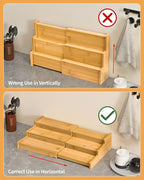 Spice Rack Organizer, 3 Tier Expandable Bamboo Spice Rack Organizer, Great for Kitchen Cabinet, Cupboard, Pantry and More-Bamboo