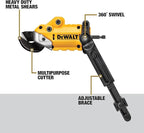 DEWALT Metal Shear/Cutter Drill Attachment, Impact Ready, 360 Degree Pivoting Head, Cuts 18GA Material (DWASHRIR)(Yellow, Black)