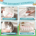 Tioncy 12 Pack Kitchen Sponges Bulk Dual Sided Scrubber Sponges Dishwashing Kitchen Cleaning Accessories for Household Supplies(Easter Bunny,White, Pink)