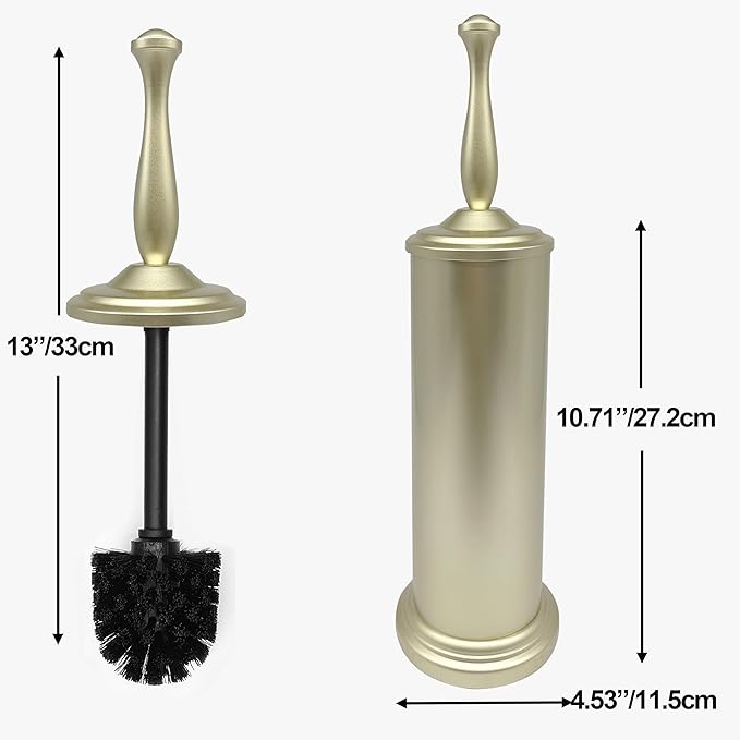 Satin Matte Gold Toilet Bowl Brush with Holder, Durable Bathroom Cleaning Tool, Modern Design for Easy Toilet Maintenance, Bathroom Cleaner Brush for Efficient Cleaning and Hygiene