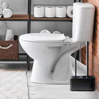 Blue Donuts Toilet Brush and Plunger Set with Holder, Sleek Minimalist Modern Black Bathroom Accessories Toilet Plunger and Toilet Bowl Brush Combo