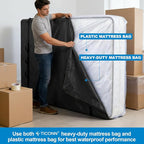 TICONN Mattress Bags for Moving, Heavy Duty Queen Mattress Cover Storage Bag with Full-Around Handle and Adjustable Buckles (Black, Queen)
