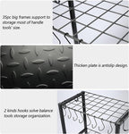 YueTong Garden Tool Organizer Heavy Duty,Yard Tool Tower Rack,Garage Storage Organization for Long Handle Tools,Rake,Brooms,Extra Hooks for Small Shovel,Shear.All Metal,Free Standing.