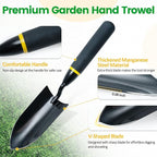 Garden Tool Set, 2 Piece Heavy Duty Gardening Hand Tools with Comfortable Handle, Including Garden Trowel and 6-Tine Rake, Durable Gardening Gift for Kids Men Women