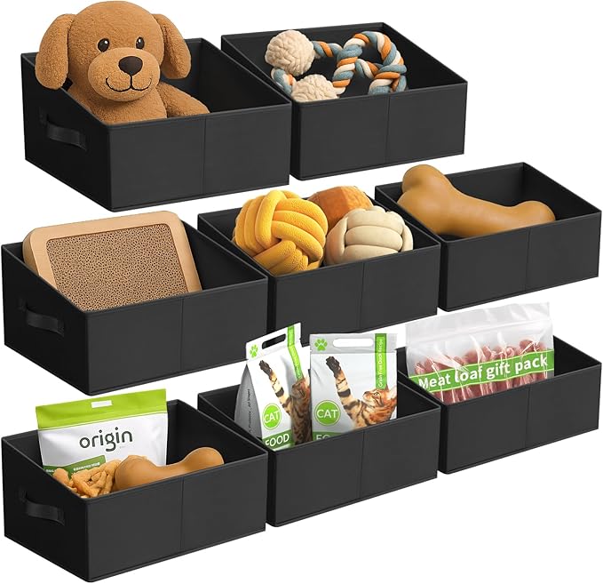 Storage Bins Cube Storage Organizer - 8 Pack Fabric Trapezoid Storage Cubes for Bins and Baskets for Shelves Collapsible Non-Separating Trapezoidal Flared Cube Organizer, Black