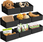 Storage Bins Cube Storage Organizer - 8 Pack Fabric Trapezoid Storage Cubes for Bins and Baskets for Shelves Collapsible Non-Separating Trapezoidal Flared Cube Organizer, Black