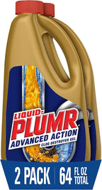Clorox Liquid-Plumr Advanced Action Clog Destroyer Gel, Removes Multiple Types of Clogs including Hair, Deodorizes and Freshens, Safe for All Septic Systems and Pipes, 2 Bottles, 32 fl. oz. Bottle