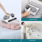 Bed Vacuum Cleaner Mattress Vacuum with UV 10Kpa Suction HEPA Filter 100W, 245nm UV Light & 10000 RPM/Min Recharging Battery Power, Heating, Brush Wheel Rotation, Large Suction, LED Display