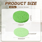 uxcell 20Pcs Cellulose Sponges, Round Kitchen Clean Sponges Non-Scratch Compressed Dish Scrubber for Kitchen Household Cookware Bathroom Cleaning & DIY, Green