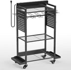 Power Tool Organizer Cart with 8 Power Outlet & Adjustable Storage, Garage Workshop Tool Box Cart, Gifts for Men