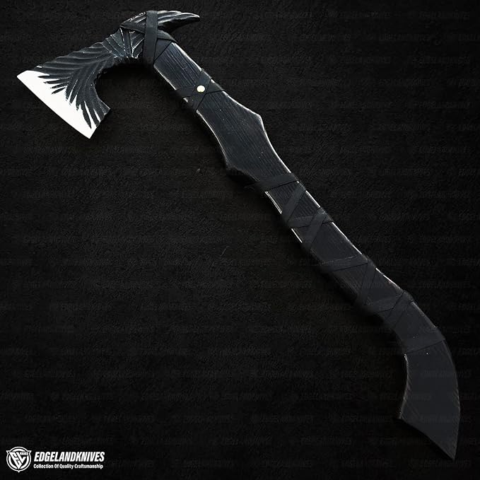 Bearded Viking Axe with Sheath - 16 Inch Damascus Bearded Axe Head, Durable Rose Wood Handle - Best Viking Gift for Men