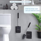 Sellemer Toilet Brush and Holder Set - Flexible Toilet Bowl Brush Head with Silicone Bristles, Compact Size for Storage and Organization, Ventilation Slots Base (2 Pack, Black)