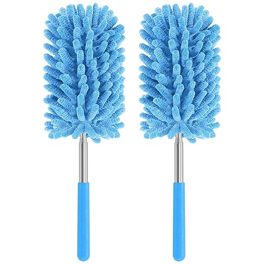 Mini Duster for Cleaning, 360° Bendable Hand Dusters with Extension Pole, Washable Small Duster for Car Interior, Office, Furniture