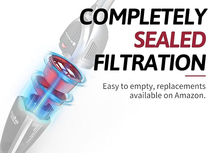 Roomie Tec SlimVac Cordless Vacuum Cleaner for Home – 2200mAh Battery, High Suction Power, Lightweight 2-in-1 Handheld with Bagless Filter, 6 LED Headlights and Auto Recharge Station - Vincent