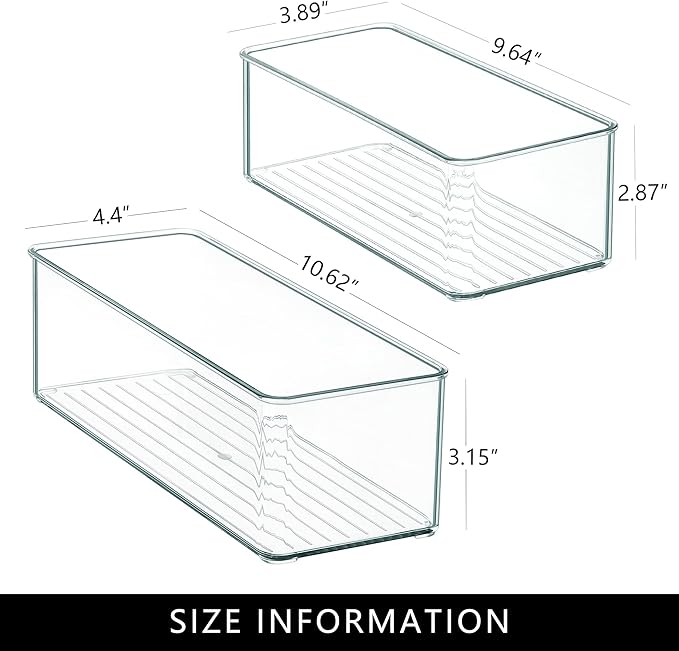8 PACK Clear Stackable Drawer Organizer Bins, Plastic Organizer Bins for Cutlery Vanity Storage Tray for Bathroom Kitchen Office Desk Organizing
