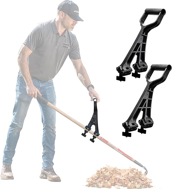 2-Pack Back Saving Attachment, Converts Regular Tool Into Ergonomic Yard Tool, Back Saver Shovel Handle Attachment for Weed Eater, String Trimmer, Shovel, Rake, Gardening Tools