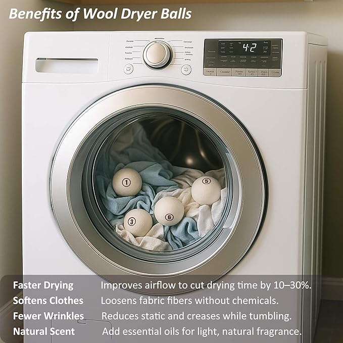 Wool Dryer Balls Laundry, XL(2.7") 12 Pack, Premium Fabric Softener Ball, Reusable, Anti Static, Chemical Free Natural Wool Balls for Dryer, Laundry Dryer Balls – 100% New Zealand Wool