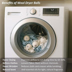 Wool Dryer Balls Laundry, L(2.3") 6 Pack, Premium Fabric Softener Ball, Reusable, Anti Static, Chemical Free Natural Wool Balls for Dryer, Laundry Dryer Balls – 100% New Zealand Wool