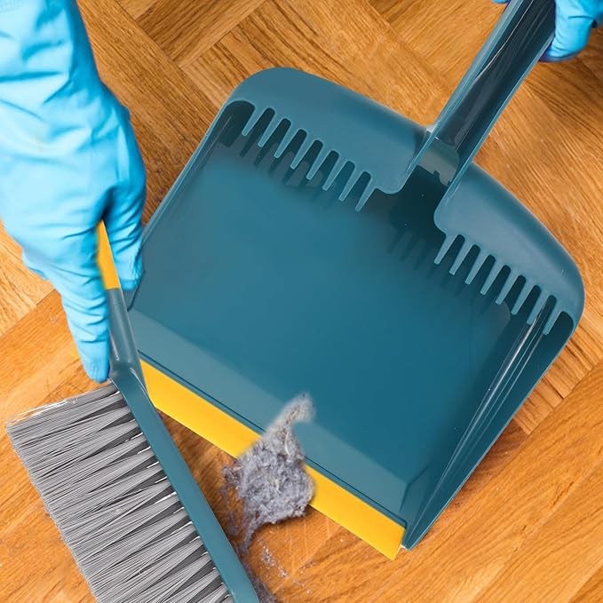 Hand Broom and Dustpan Set Small Size with Plastic Bristles Home Cleaning Accessory for Kitchen, Tabletop, Car Interior, and Office Sweeping