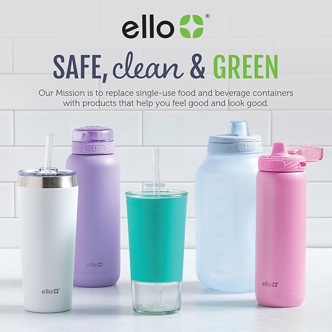 Ello Duraglass Refresh 4-Pack 2 Cup Reusable Glass Container Jar with Leak Proof Lids and Protective Silicone Sleeves | Perfect for Overnight Oats, Yogurt | BPA-Free | Dishwasher Safe | Garden Goals