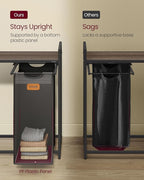 VASAGLE Laundry Hamper, Laundry Sorter Rolling Cart with Shelves, Small Side Pockets, 6 Labels, 3 Compartments, 39.6 Gal. (150 L), Ink Black and Ash Brown UBLH223BH01