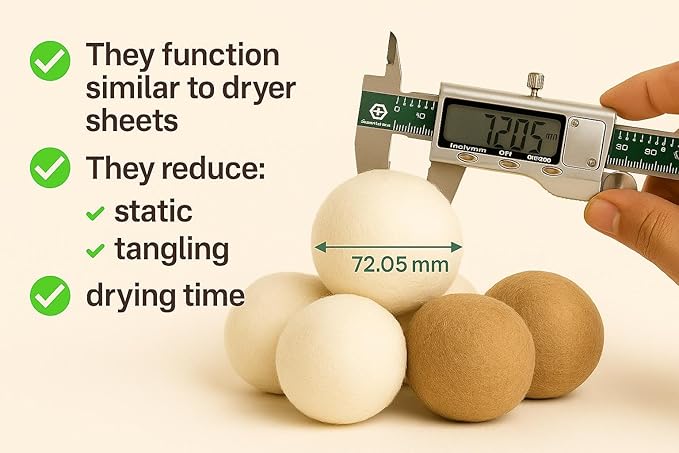 Wool Dryer Balls with Storage Bag – Pack of 6 (3 White + 3 Brown) – 100% New Zealand Wool