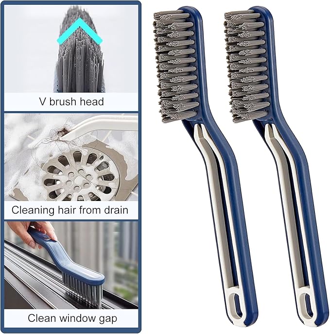 Crevice Cleaning Brush,Spring Cleaning 0rganization Multifunctional Grout Cleaning Supplies, Cleaning Tools for Household, Kitchen, Bathroom, Window, Vehicle, Faucets, Toilet (Blue)