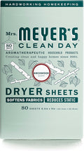 MRS. MEYER'S CLEAN DAY Dryer Sheets, Fabric Softener, Reduces Static, Infused with Essential Oils, Birchwood, 80 Count