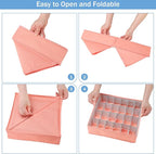 Foldable Storage Cubes Drawer Underwear Organizer Dividers， under Cabinet Organizer 24-Cell Fabric Storage Boxes for Lingerie,Socks,Ties （Orange）