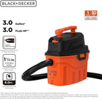 BLACK+DECKER Shop Vacuum Wet and Dry, 3 Gallon 3.0 Peak HP, 3-in-1 Portable Corded Shop Vac with Accessories, Vacuum Cleaner for Home, Pet and Car(BDXV18910P-3)