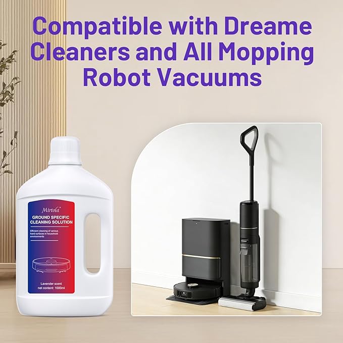 Multi-Surface Floor Cleaning Solution Compatible with Dreame Cleaning Solution, Lavender Scent, Deep Clean, Suitable for All Mopping Robot Vacuums and Cordless Wet/Dry Mops (2000 ml)