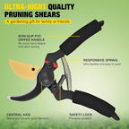 Yesker Pruning Shears for Gardening 8" Professional Bypass Garden Scissors Yard Clippers with Sharp Carbon Steel Blade Heavy Duty Hand Pruners for Branch Flower Plant Trimming Cutting Gardening Tools