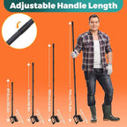 Stirrup Hoe with 76.8" Adjustable Long Handle Hula Hoe Weed Puller Heavy Duty Garden Hoe with 12 Tines Rake 2-in-1 Gardening Tool for Loosening Soil, Gathering Leaves, Weeding