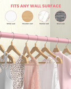 Supforce Closet Rods for Hanging Clothes, 17 to 54 Inches Stepless Adjustable Metal Closet Rod, 1.3 Inches Heavy Duty Clothes Hanging Rod for Closet Wardrobes Laundry RV, Pink