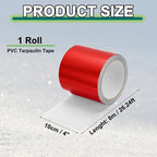 PATIKIL Awning Repair Tape 8m x 10cm Waterproof Canvas Tape High Adhesive Tear Repair Patch Kit for PVC Tarpaulin Tent Awning Fabric RV Sail Boat Cover, Red (4" x26.24ft)