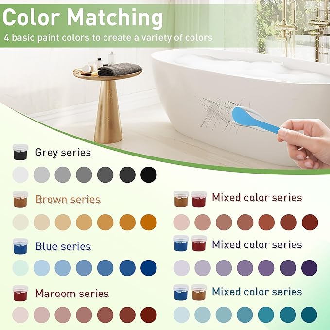 Surface Repair Kit for Tubs, Tiles, Countertops - Fixes Chips, Cracks, Scratches, Holes (Fiberglass, Porcelain, Stone, Acrylic)