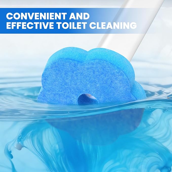 Disposable Toilet Brush with 48 Refills, Toilet Brushes and Holders, Toilet Wand Brush Starter Kit, Wall Mounted Toilet Bowl Cleaner Wand for Bathroom Maintenance