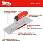 Goldblatt Venetian Plaster Finishing Trowel Set, 3 Pieces Polished Stainless Steel Drywall & Concrete Trowels with Soft Grip Handle, Paint Plastering & Marmorino Finishing Tools, Trapezoid Blade