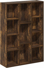Furinno Luder 11-Cube Open Shelf Bookcase, Bookshelf, Amber Pine