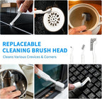 Small Scrub Brush, Hard Bristle Crevice Cleaning Brush Set with 6Pcs Brush Heads & 2Pcs Handles, Multifunctional Grout Scrubber Tools for Kitchen, Bathroom, Sink, Corner, Mug and Blender