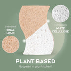 Plant-Based Kitchen Sponges - FSC Certified and PETA Approved, 12 Count