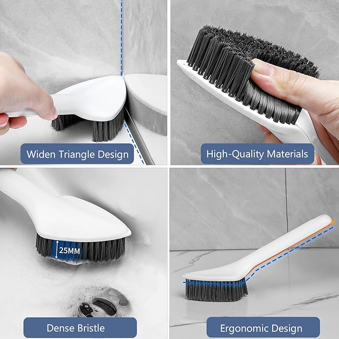 Crevice Cleaning Brush, Hard Bristle Crevice Cleaning Brushes, 3 in 1 Cleaning Brushes for Household Use Multifunctional Gap Cleaning Brush for Bathroom Kitchen Window Groove Corner Small Spaces