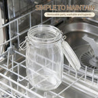 ODBCYWM 17oz Glass Food Storage Jars with Airtight Lids, Set of 6 – Clear Preserving Seal Wire Clip Fastening Canisters for Kitchen Canning, Flour, Cereal, Pasta, Sugar, Beans, Pickling Jars (17oz*6)