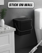 Countertop Compost Bin Kitchen, 1.8 Gallons Hanging Trash Can with Lid for Kitchen Cabinet Door, Under Sink, Wall Mounted Waste Bin for Bathroom, 7L(Black)