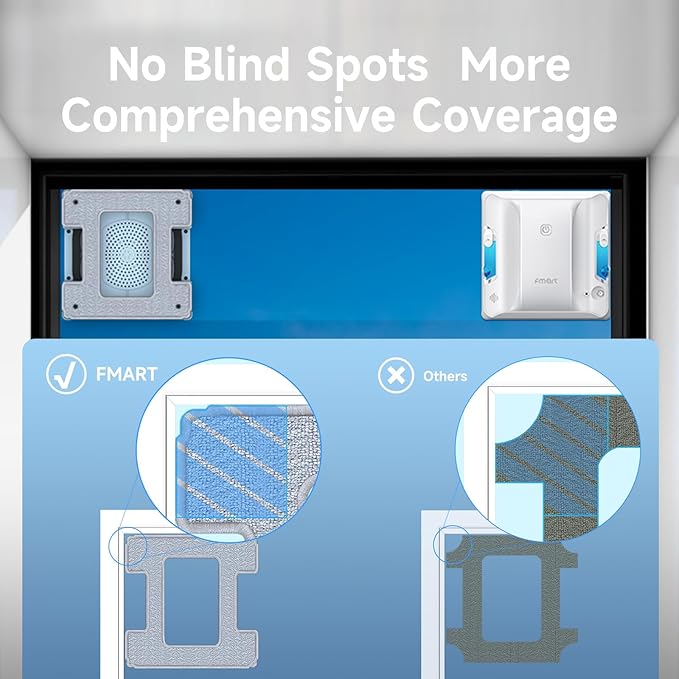 FMART W7 Window Cleaning Robot – Dual Nozzles Ultrasonic Spray, 4000Pa Suction, AI Path Planning, Edge Detection, Anti-Slip Safety, App Control Window Cleaner Robot for Indoor/Outdoor Glass & Tiles