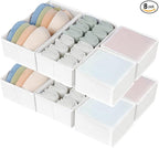 DIMJ Drawer Organizers - Set of 8 Fabric Closet Organizers and Storage, Drawer Dividers for Baby Clothes, Socks, Belt, Tie (Pink)
